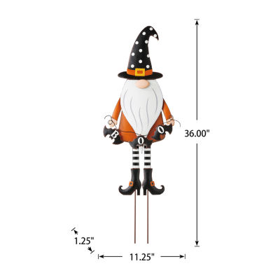 Glitzhome Halloween Metal Gnome Holiday Yard Art