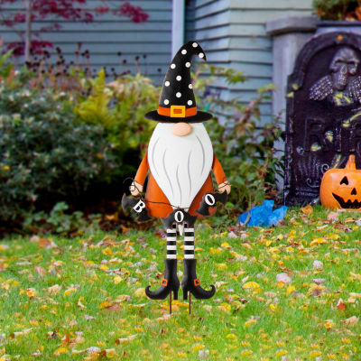 Glitzhome Halloween Metal Gnome Holiday Yard Art