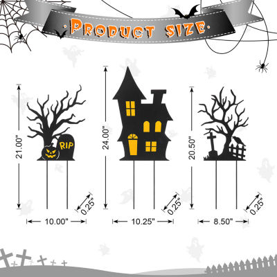 Glitzhome Set Of 3 Halloween Metal Holiday Yard Art