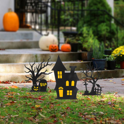 Glitzhome Set Of 3 Halloween Metal Holiday Yard Art