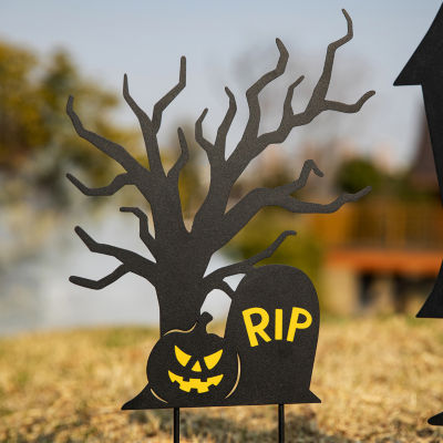 Glitzhome Set Of 3 Halloween Metal Holiday Yard Art