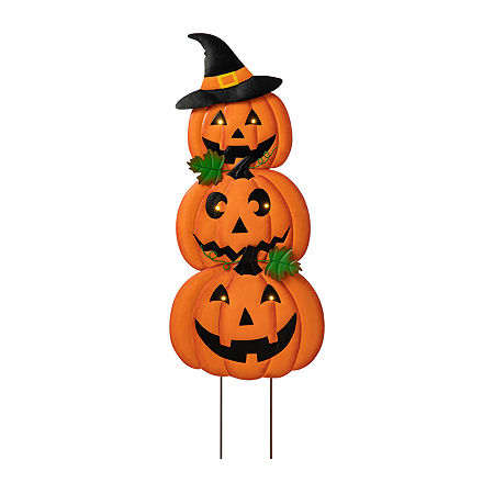 Glitzhome Set Of 3 Halloween Lighted Holiday Yard Art, One Size, Orange