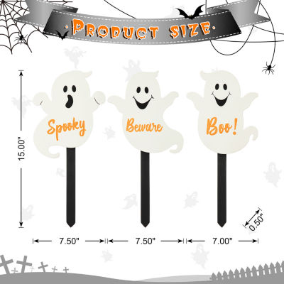 Glitzhome Set Of 3 Halloween Ghost Holiday Yard Art