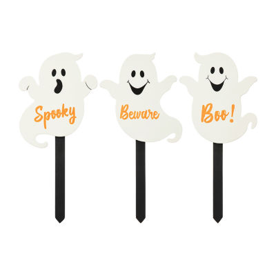 Glitzhome Set Of 3 Halloween Ghost Holiday Yard Art