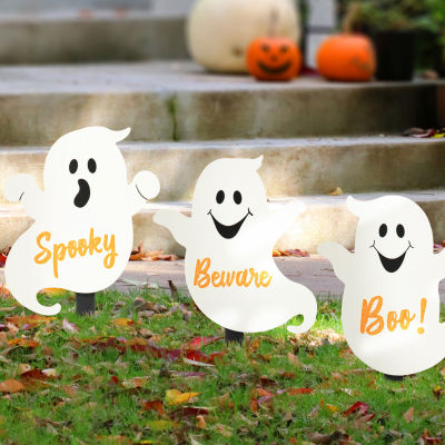 Glitzhome Set Of 3 Halloween Ghost Holiday Yard Art