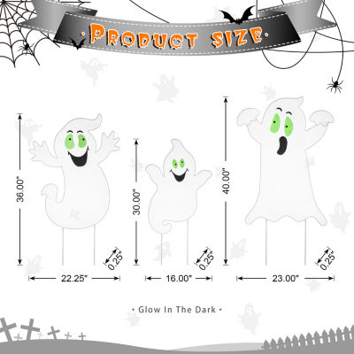 Glitzhome Set Of 3 Halloween Ghost Holiday Yard Art