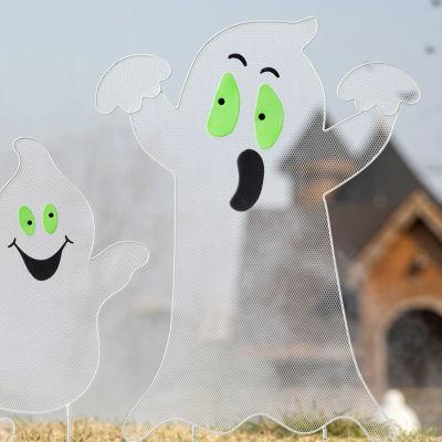 Glitzhome Set Of 3 Halloween Ghost Holiday Yard Art