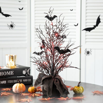 Glitzhome Halloween Lighted Bats Tree Tabletop Decor