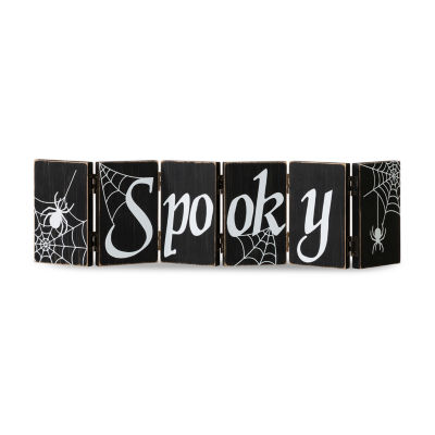 Glitzhome Halloween Wooden Hinged Sign Tabletop Decor