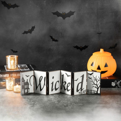 Glitzhome Halloween Wooden Hinged Sign Tabletop Decor