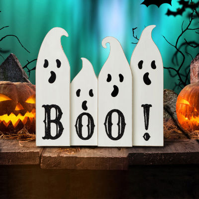 Glitzhome Wooden Ghost Halloween Tabletop Decor