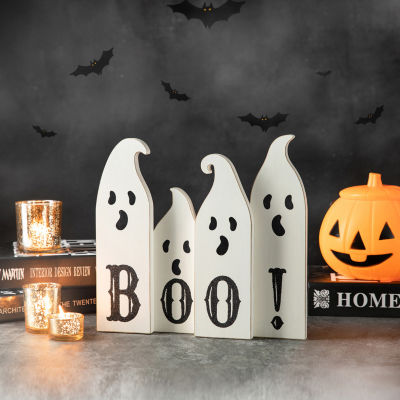 Glitzhome Wooden Ghost Halloween Tabletop Decor