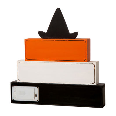 Glitzhome Halloween Lighted Block Tabletop Decor