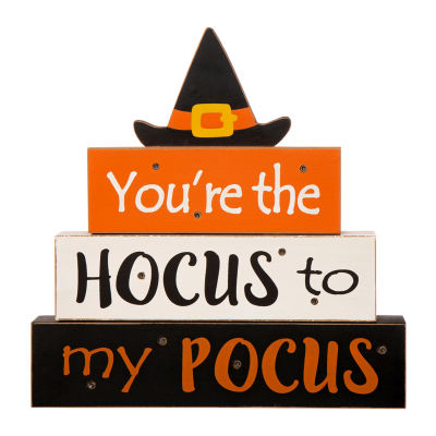 Glitzhome Halloween Lighted Block Tabletop Decor