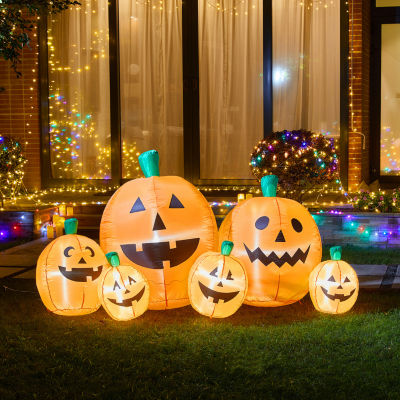 Glitzhome 4ft Pumpkins Lighted Halloween Outdoor Inflatable