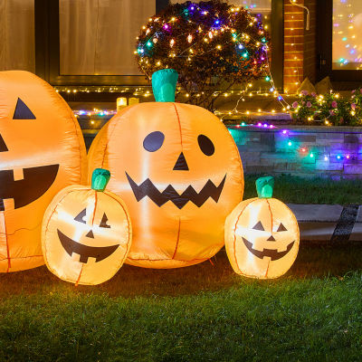 Glitzhome 4ft Pumpkins Lighted Halloween Outdoor Inflatable