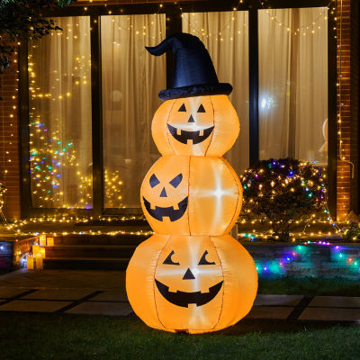 Glitzhome 7.5ft Stacked Pumpkins Lighted Halloween Outdoor Inflatable