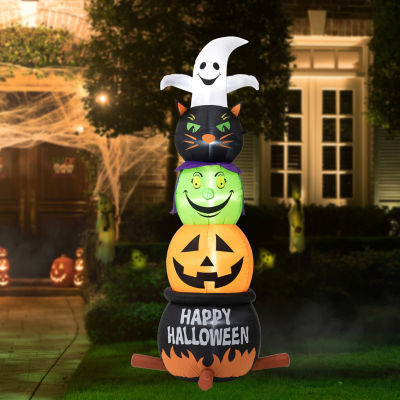 Glitzhome 7.5ft Cauldron Stack Lighted Halloween Outdoor Inflatable