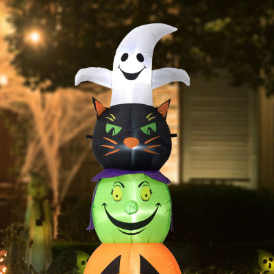 Glitzhome 7.5ft Cauldron Stack Lighted Halloween Outdoor Inflatable