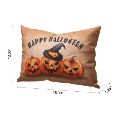 Glitzhome Faux Burlap Halloween Pumpkin Rectangular Throw Pillow