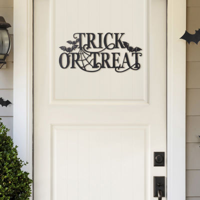 Glitzhome Halloween Metal Trick Or Treat Wall Sign