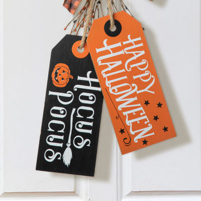 Glitzhome Halloween Wooden Doorknob Hanging Decor Wall Sign