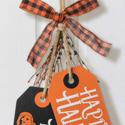 Glitzhome Halloween Wooden Doorknob Hanging Decor Wall Sign