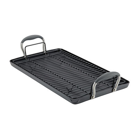 Anolon Advanced Home Hard Anodized 10X18 Double Burner Griddle, One Size, Gray