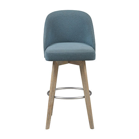 Madison Park Walsh Bar Stool Upholstered Swivel Bar Stool, One Size, Blue