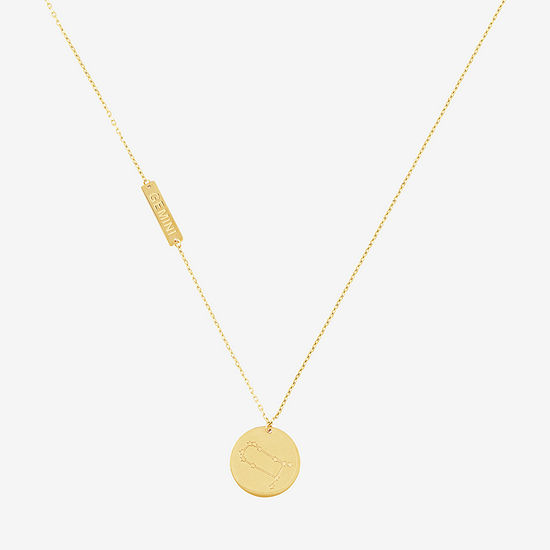 Gemini Womens 10K Gold Round Pendant Necklace