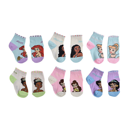 Toddler Girls 6 Pair Princess Quarter Socks