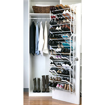 Simplify 12-Compartment 12-Shelf Metal Shoe Rack, Color: White