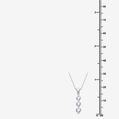 3-Stone Linear (H-I / I1) Womens 1/2 CT. T.W. Lab Grown White Diamond 10K White Gold Pendant Necklace