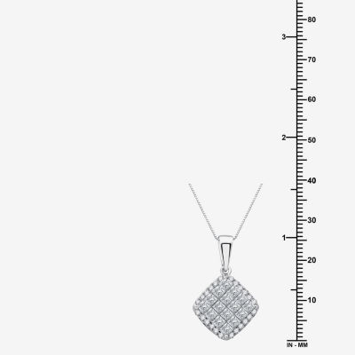 (H-I / Si2-I1) Womens 1 1/2 CT. T.W. Lab Grown White Diamond 10K White Gold Pendant Necklace