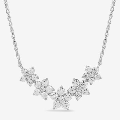 Diamond Blossom Womens 1 CT. T.W. Lab Grown White 10K Gold Flower Pendant Necklace