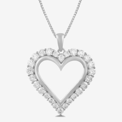 Womens CT. T.W. Lab Grown White Diamond 10K Gold Heart Pendant Necklace