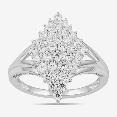 Womens CT. T.W. Lab Grown White Diamond 10K Gold Marquise Cluster Cocktail Ring