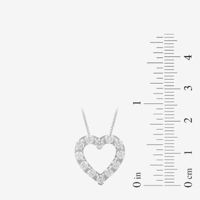 Womens 1 CT. T.W. Lab Grown White Diamond 10K White Gold Heart 18 Inch Pendant Necklace