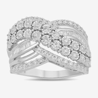 Womens CT. T.W. Lab Grown White Diamond 10K Gold Cocktail Ring