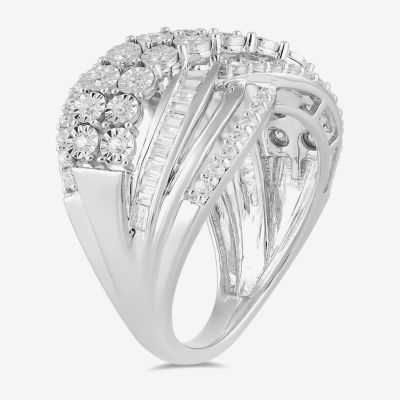 Womens CT. T.W. Lab Grown White Diamond 10K Gold Cocktail Ring