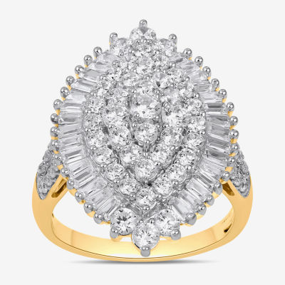 Womens 2 CT. T.W. Lab Grown White Diamond 10K White Gold Marquise Cluster Cocktail Ring