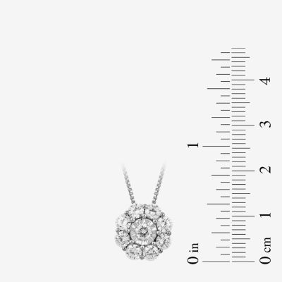 Diamond Blossom (H / I1-I2) Womens 1 CT. T.W. Lab Grown White 10K Gold Pendant Necklace