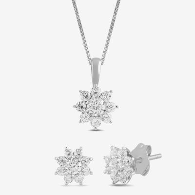 Diamond Blossom 1 CT. T.W. Lab Grown White 10K Gold Flower Jewelry Set