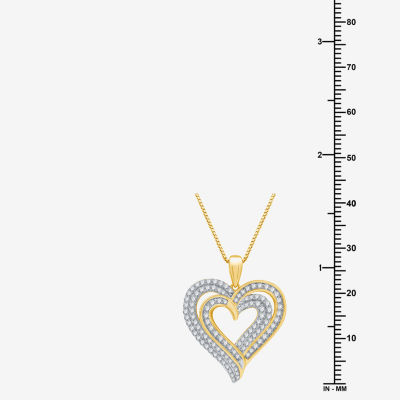 Womens / CT. T.W. Lab Grown White Diamond 14K Gold Over Silver Sterling Silver Heart Pendant Necklace