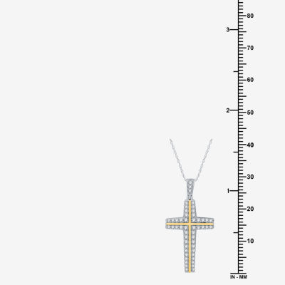 Womens 3/4 CT. T.W. Lab Grown White Diamond 14K Gold Over Silver Cross Pendant Necklaces