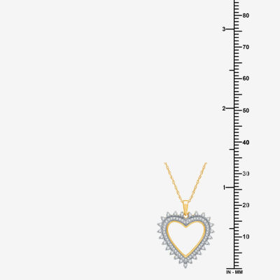 Womens 1 1/ CT. T.W. Lab Grown White Diamond 14K Gold Over Silver Sterling Silver Heart Pendant Necklace