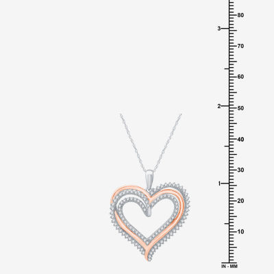 Womens /4 CT. T.W. Lab Grown White Diamond 14K Rose Gold Over Silver Sterling Silver Heart Pendant Necklace