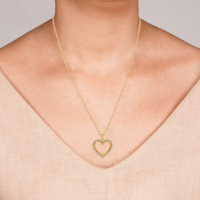 Womens / CT. T.W. Lab Grown White Diamond 14K Gold Over Silver Sterling Silver Heart Pendant Necklace