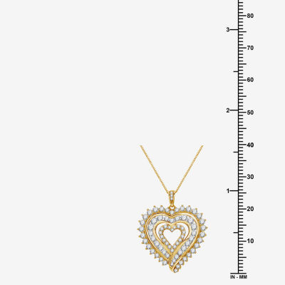 Womens /2 CT. T.W. Lab Grown White Diamond 14K Gold Over Silver Sterling Silver Heart Pendant Necklace