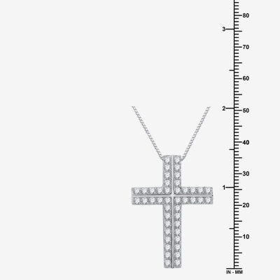 Womens / CT. T.W. Lab Grown White Diamond Sterling Silver Cross Pendant Necklace